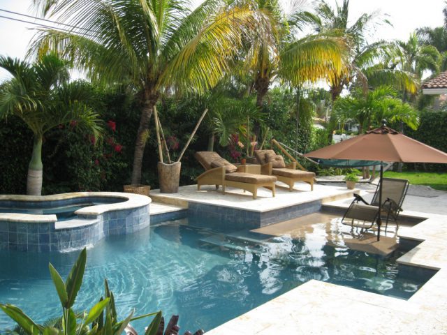 geometric pool with spa south Florida