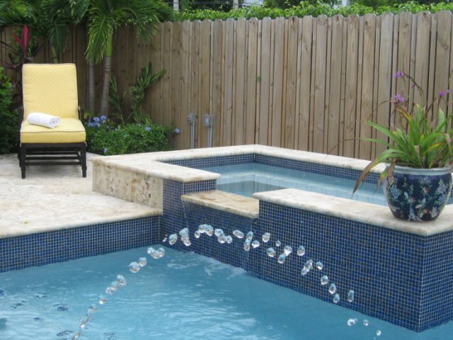 geometric pool with spa south Florida